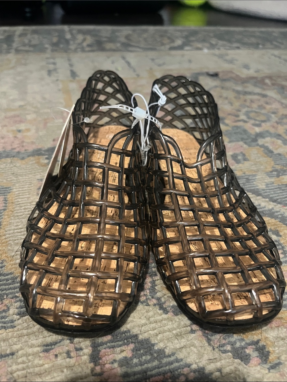 Woven Lattice Jelly Sandals - Black